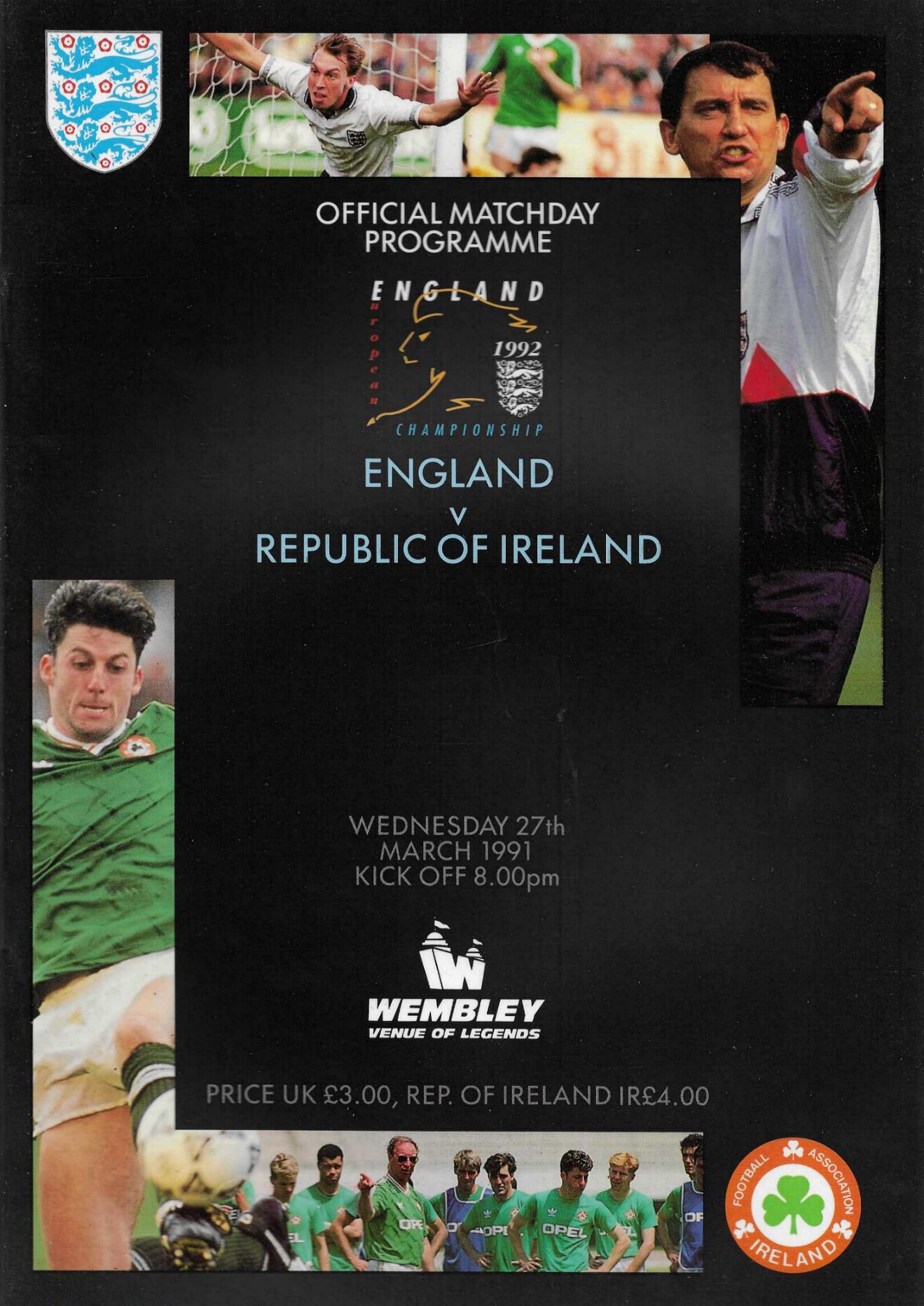 1991 - ENGLAND v REPUBLIC OF IRELAND